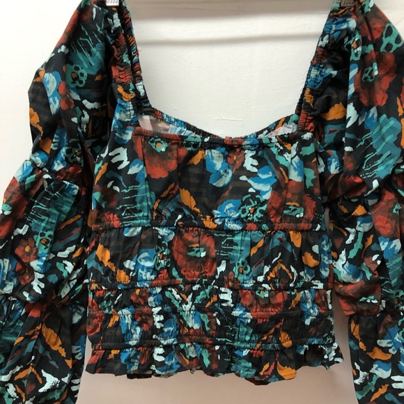Porridge Tiered Poplin Blouse Floral Anthropologie Size M - Picture 8 of 9